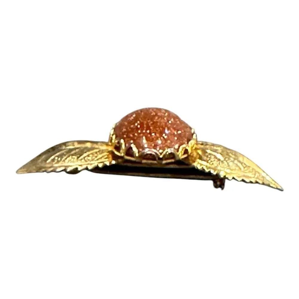 Elegant Gold and Brown Leaf Brooch